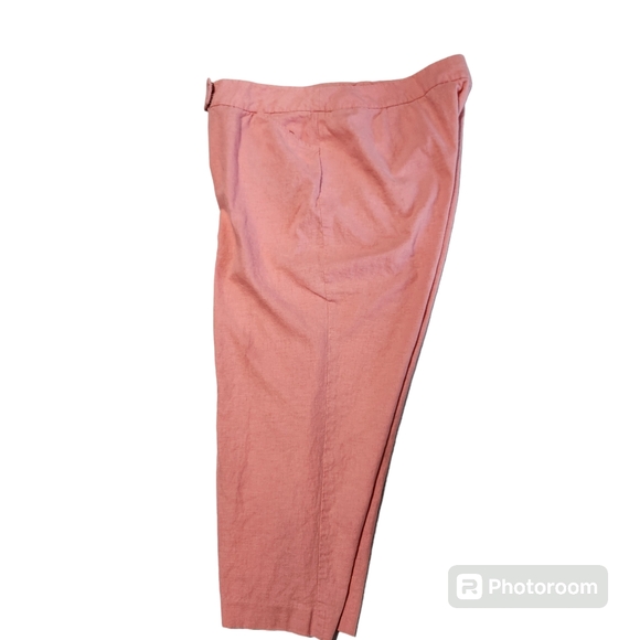 Pierre Cardin Women's Coral Linen & Rayon Blend Pocketed Capri Pants Size 16 - Picture 4 of 11